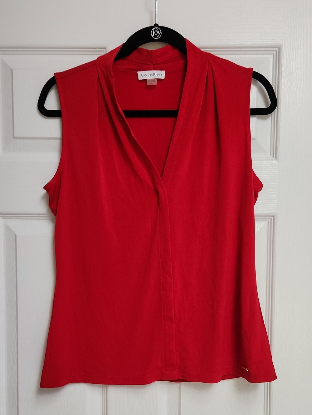 Calvin Klein Sleeveless Red V-Neck Blouse